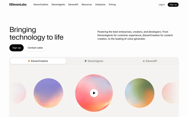 ElevenLabs website preview