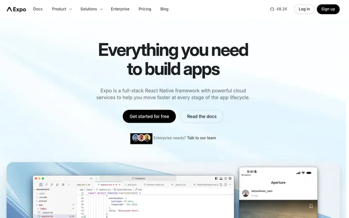 Expo website preview