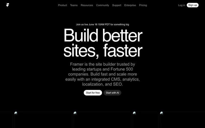 Framer website preview
