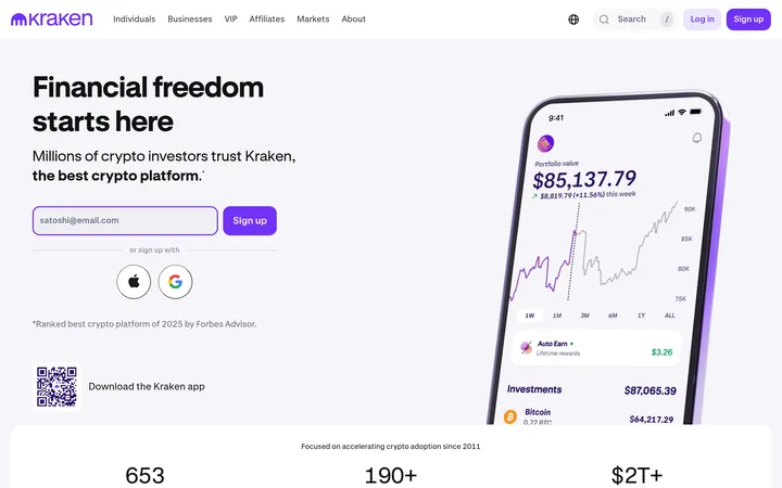 Kraken website preview