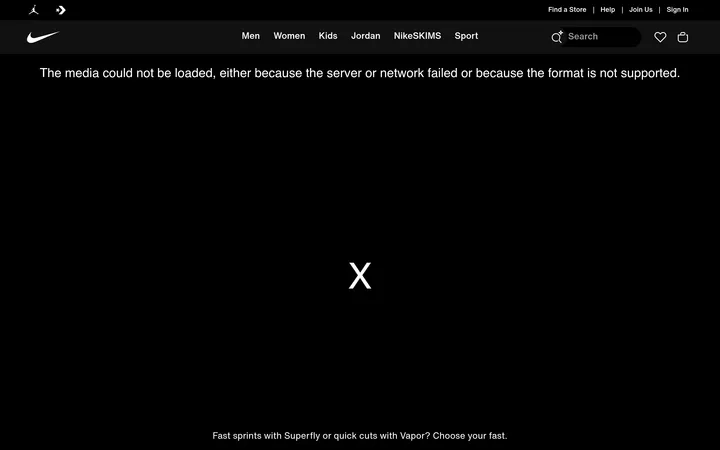 Nike website preview