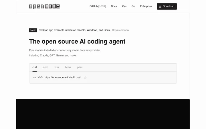 OpenCode AI website preview