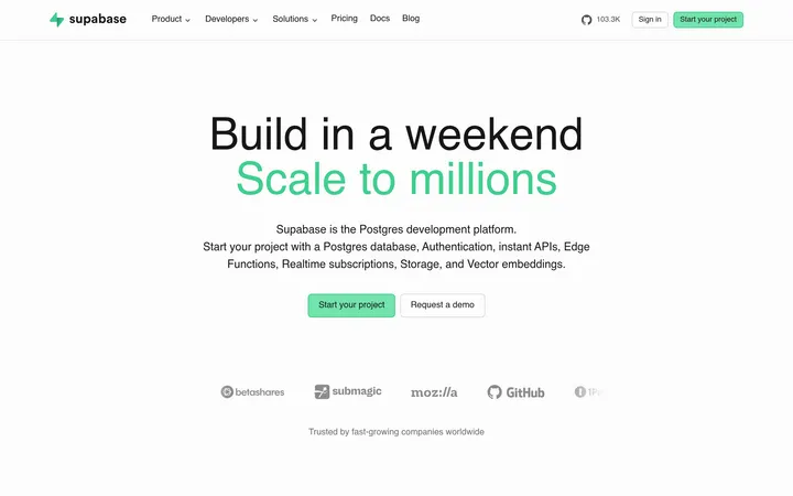Supabase website preview