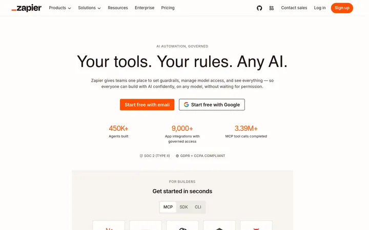 Zapier website preview